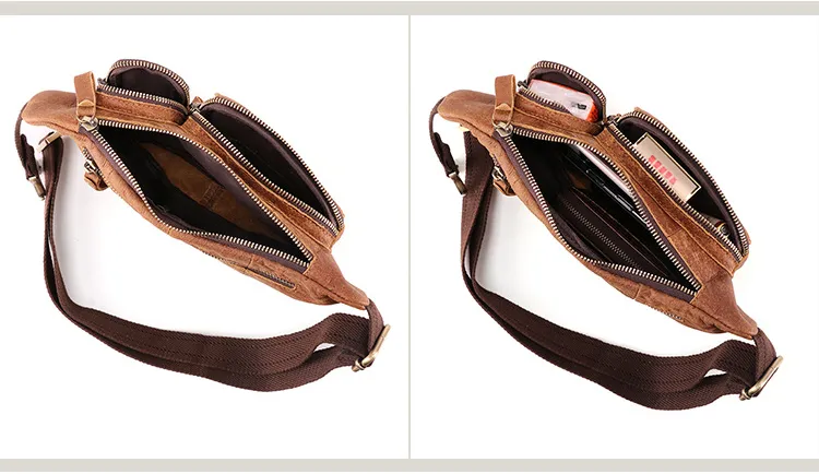 Vintage Men Outdoor Leather Waist/Chest Bag J6469