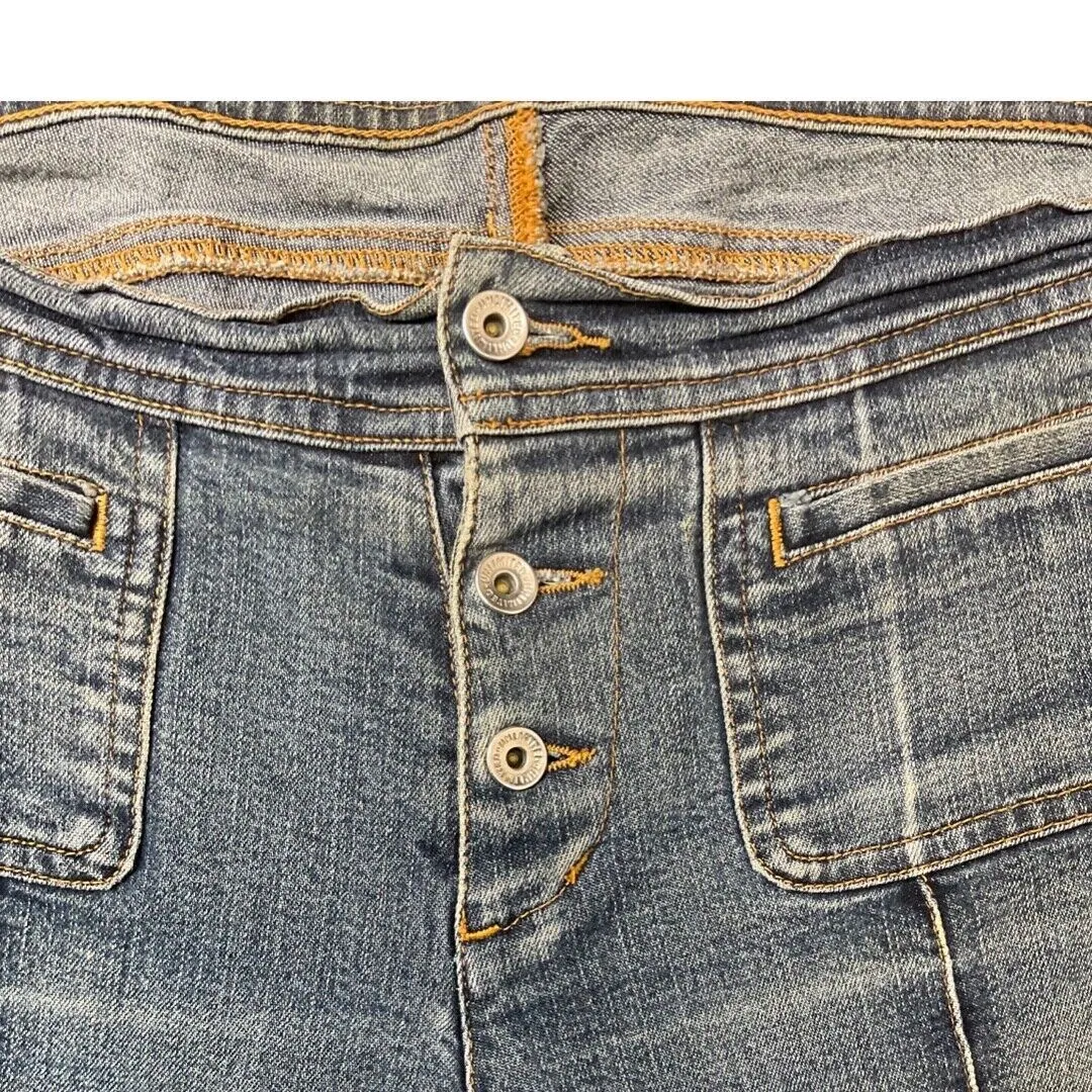 Vintage Y2K 00s Blue Distressed Bootcut Low-Rise Denim Jeans S 10
