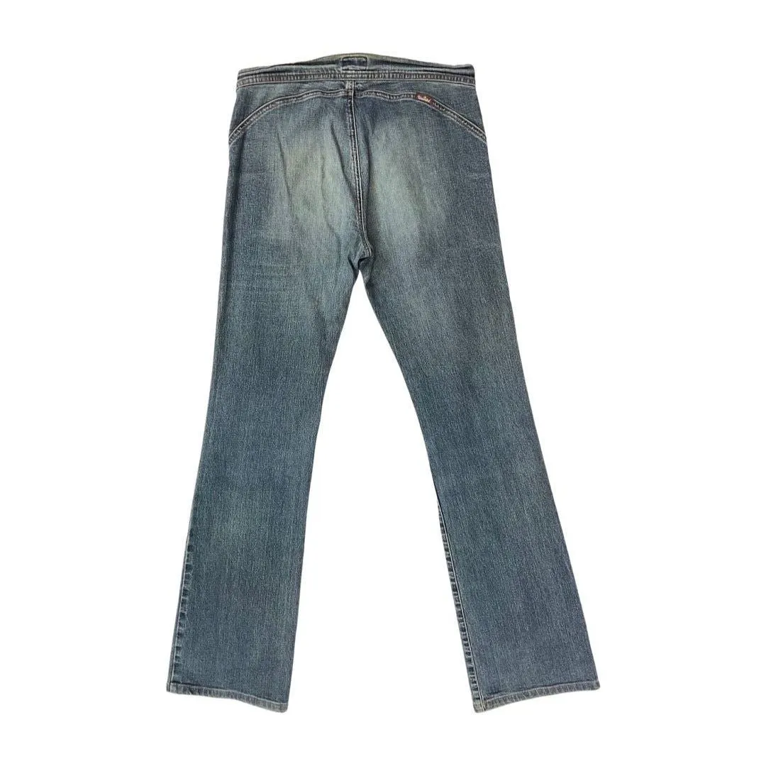 Vintage Y2K 00s Blue Distressed Bootcut Low-Rise Denim Jeans S 10
