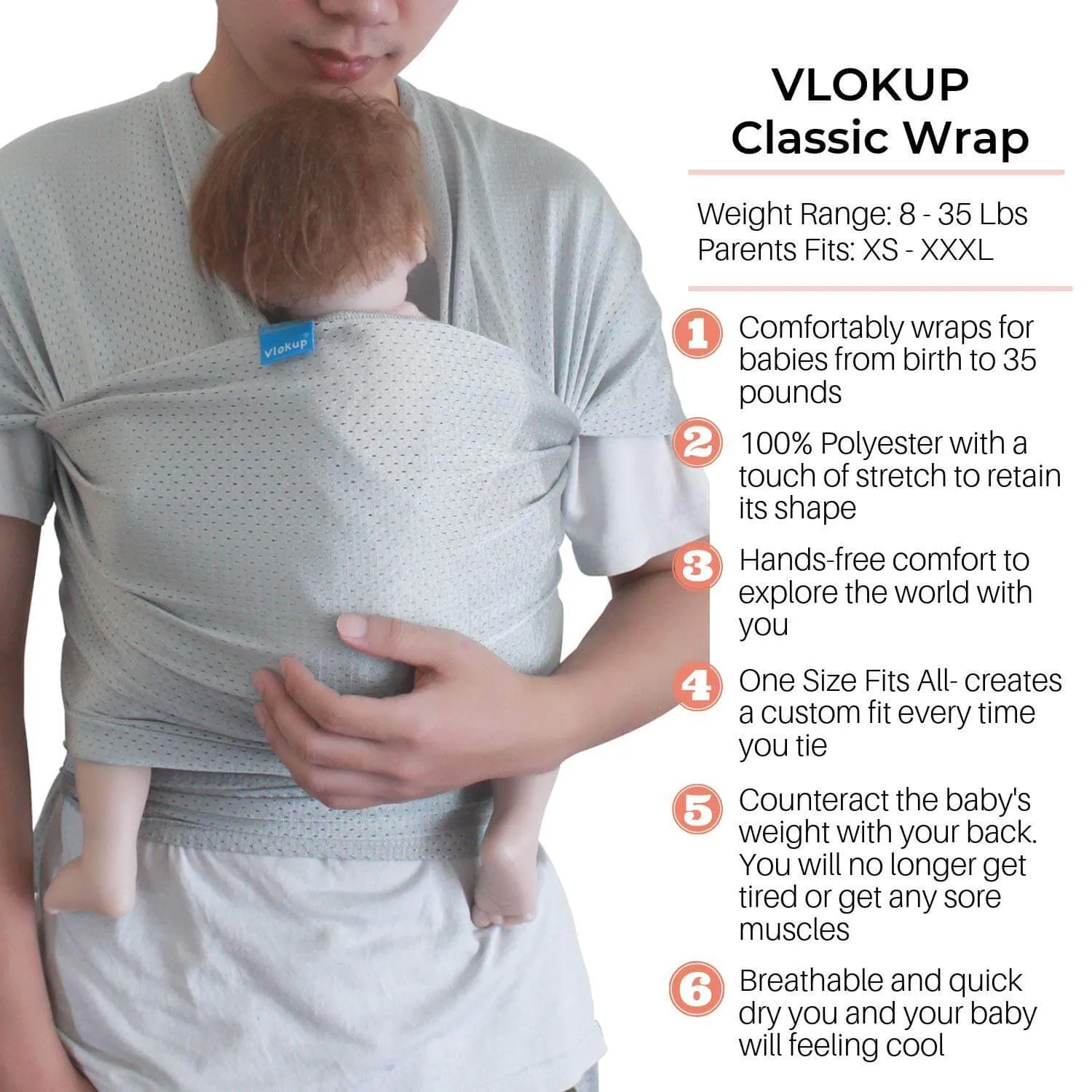 Vlokup Baby Wrap Water Sling Carrier Bluish Green
