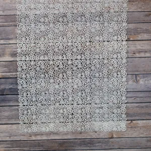 White Flower and Scroll Table Runner