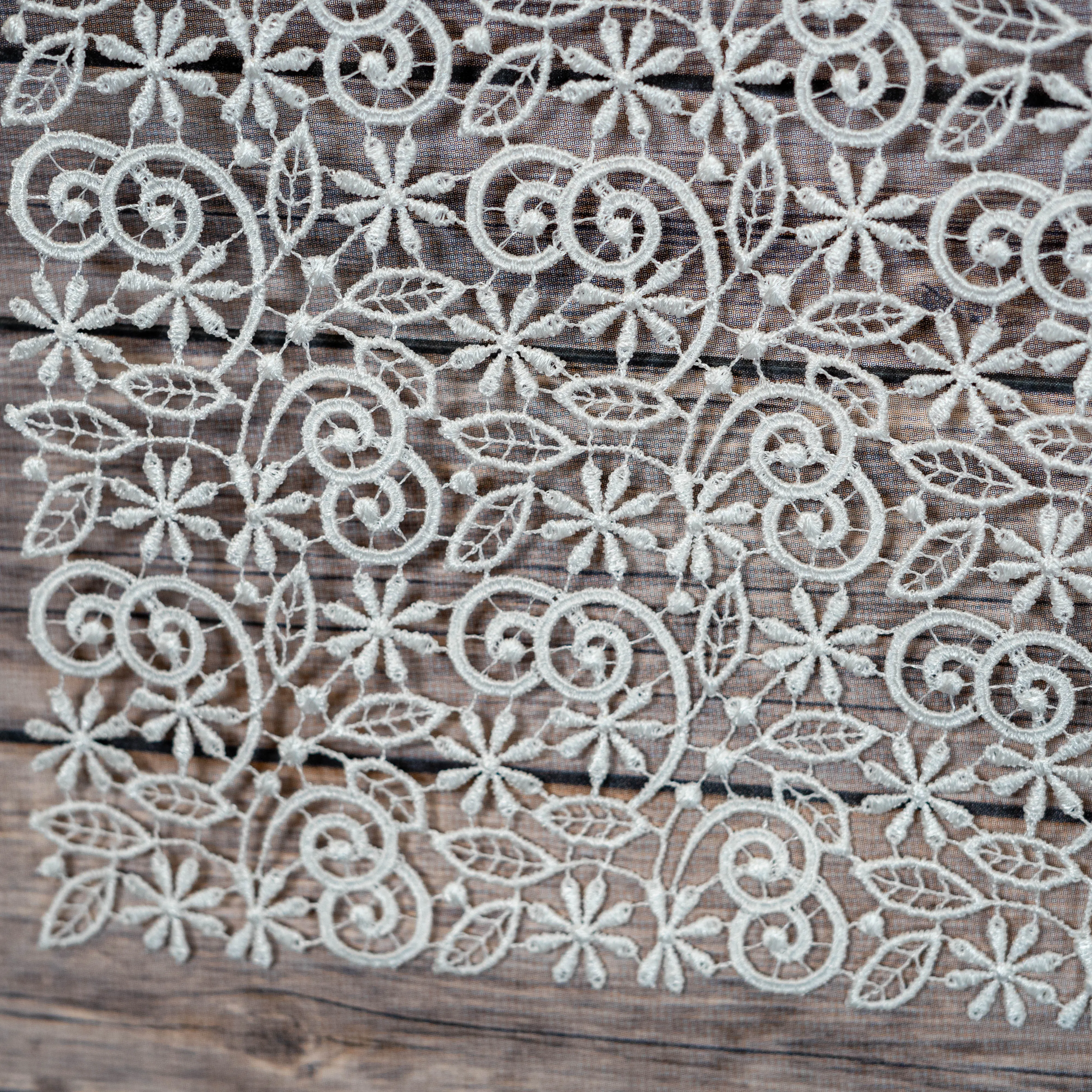 White Flower and Scroll Table Runner