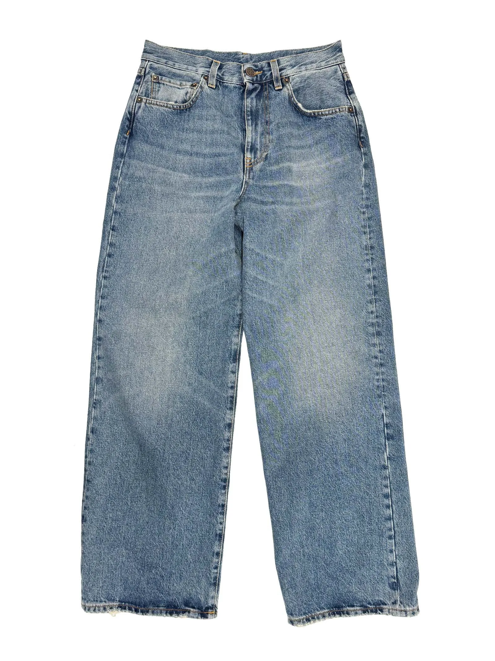 Wide Jean in Worn Medium