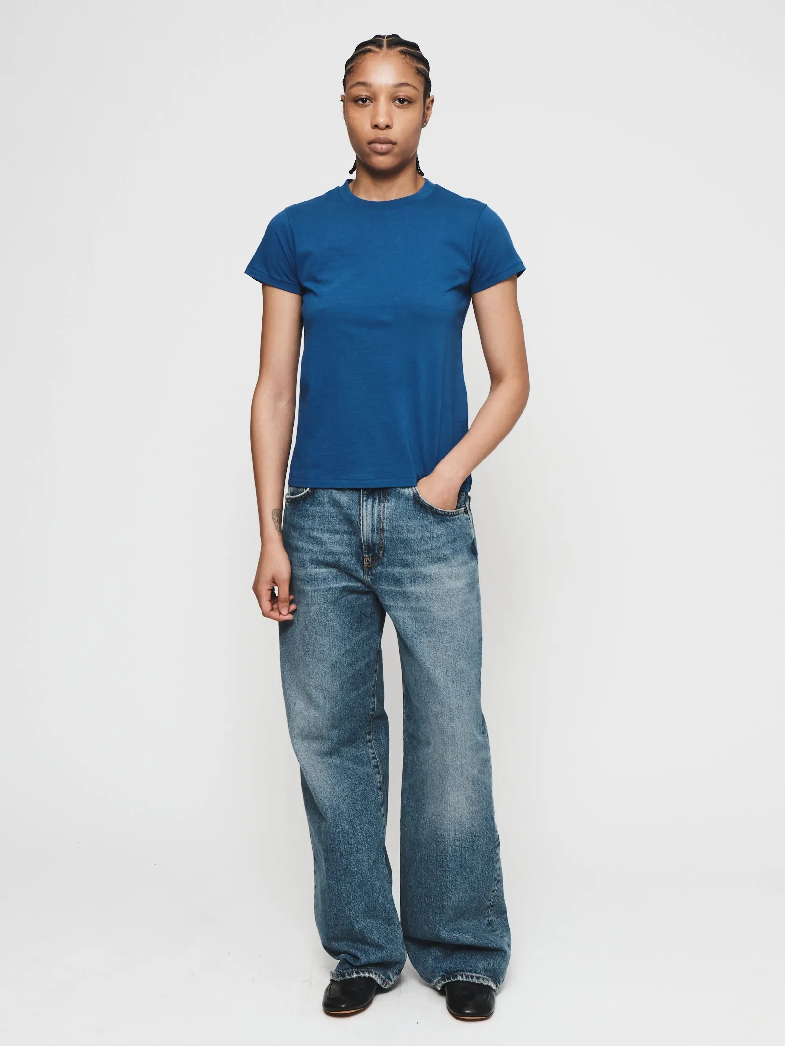 Wide Jean in Worn Medium